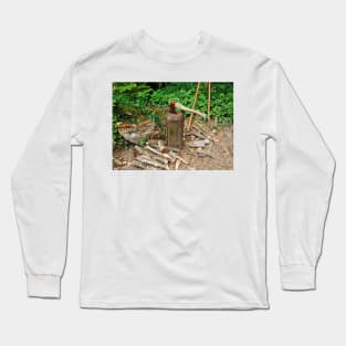 Old Axe on Wood Block Long Sleeve T-Shirt